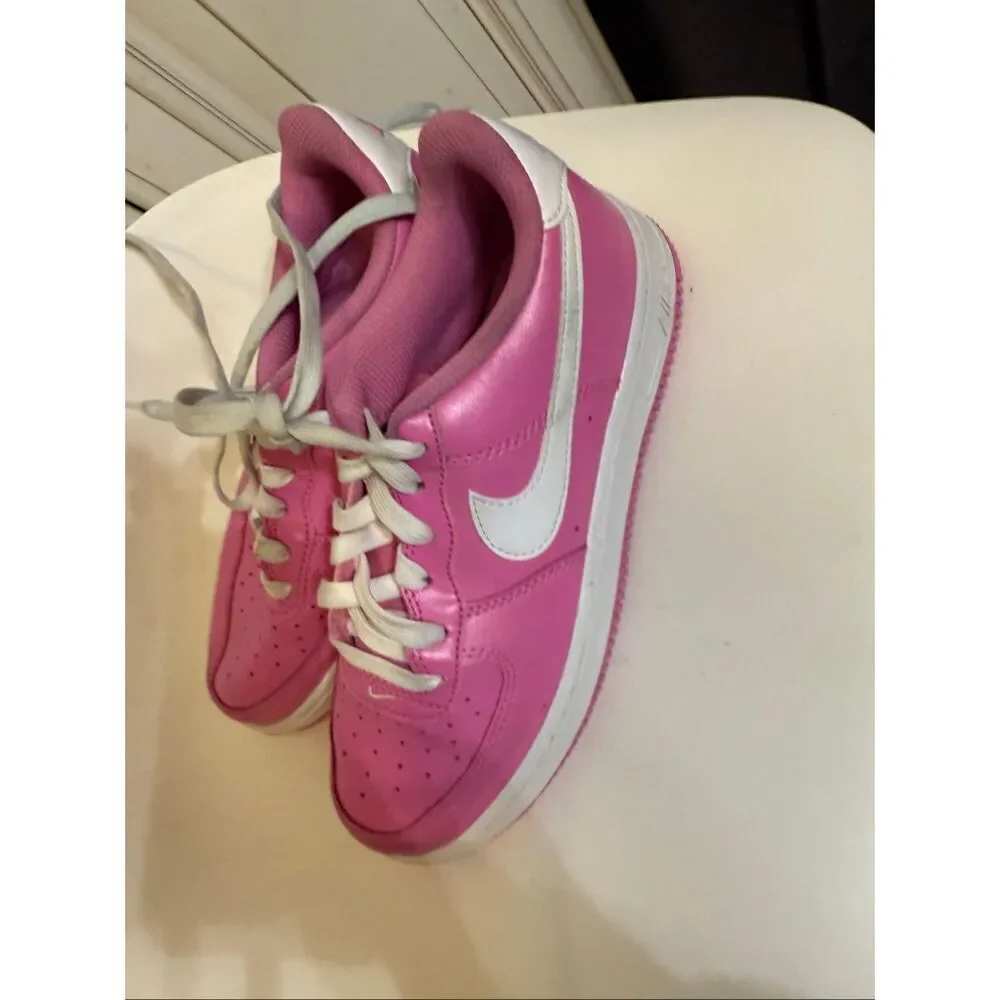 Nike Girls Air Force 1 Low Lace-up Sneakers Playful Pink Size 4Y